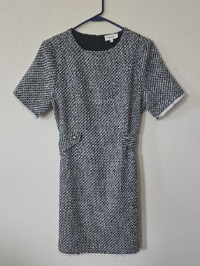 bohme Black & White Tweed Short Sleeve Mini Dress